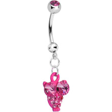 Load image into Gallery viewer, Pink Gem Oversized Eyes Owl Dangle Belly Ring
