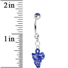 Load image into Gallery viewer, Blue Gem Oversized Eyes Owl Dangle Belly Ring
