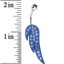 Load image into Gallery viewer, Blue Gem Glimmering Singular Angel Wing Belly Ring
