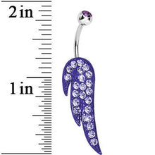 Load image into Gallery viewer, Purple Gem Glimmering Singular Angel Wing Belly Ring
