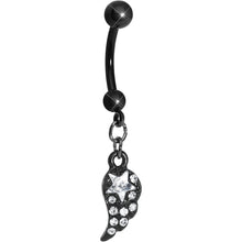 Load image into Gallery viewer, Clear Gem Celestial Star Solo Black Wing Dangle Belly Ring
