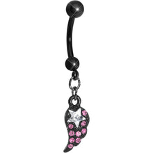 Load image into Gallery viewer, Pink Gem Celestial Star Solo Black Wing Dangle Belly Ring
