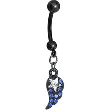 Load image into Gallery viewer, Blue Gem Celestial Star Solo Black Wing Dangle Belly Ring
