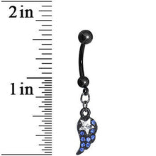 Load image into Gallery viewer, Blue Gem Celestial Star Solo Black Wing Dangle Belly Ring
