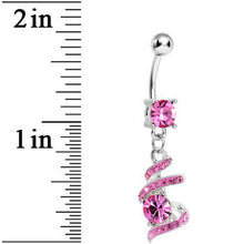 Load image into Gallery viewer, Pink Gem Falling Waters Swirl Drop Dangle Belly Ring
