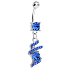 Load image into Gallery viewer, Blue Gem Falling Waters Swirl Drop Dangle Belly Ring
