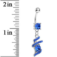 Load image into Gallery viewer, Blue Gem Falling Waters Swirl Drop Dangle Belly Ring

