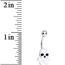 Load image into Gallery viewer, Brilliant White Cheerful Skull Belly Ring

