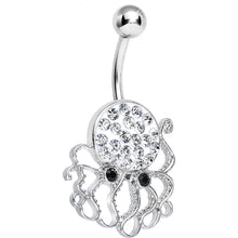 Load image into Gallery viewer, Clear Gem Paved Glamorous Octopus Belly Ring
