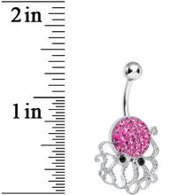 Load image into Gallery viewer, Pink Gem Paved Glamorous Octopus Belly Ring

