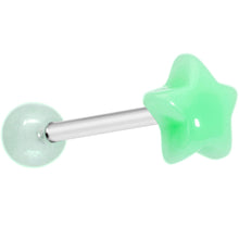 Load image into Gallery viewer, Blue Acrylic Glow in the Dark Star Tongue Ring
