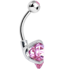 Load image into Gallery viewer, Rose Pink Crystal Heart Belly Ring Created with Crystals
