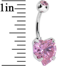 Load image into Gallery viewer, Rose Pink Crystal Heart Belly Ring Created with Crystals
