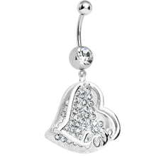 Load image into Gallery viewer, Clear Gem Paved Love Heart Dangle Belly Ring
