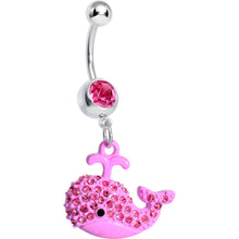Load image into Gallery viewer, Pink Gem Pink Wacky Whale Dangle Belly Ring

