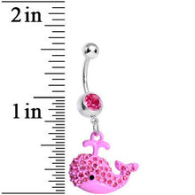 Load image into Gallery viewer, Pink Gem Pink Wacky Whale Dangle Belly Ring
