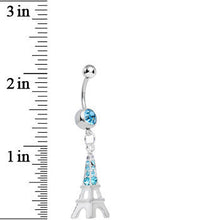 Load image into Gallery viewer, Aqua Gem Elegant Eiffel Tower Dangle Belly Ring
