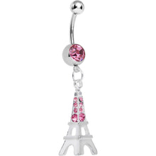 Load image into Gallery viewer, Pink Gem Elegant Eiffel Tower Dangle Belly Ring
