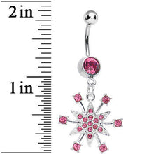 Load image into Gallery viewer, Pink Gem Starry Snowflake Dangle Belly Ring
