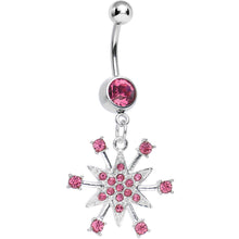 Load image into Gallery viewer, Pink Gem Starry Snowflake Dangle Belly Ring
