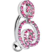 Load image into Gallery viewer, Pink Gem Sweet Swirls Top Mount Belly Ring

