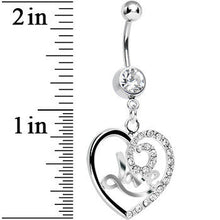 Load image into Gallery viewer, Crystalline Gem Gleaming Love Heart Dangle Belly Ring
