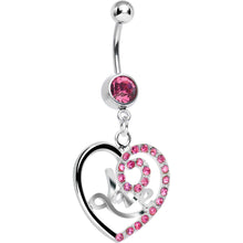 Load image into Gallery viewer, Pink Gem Gleaming Love Heart Dangle Belly Ring
