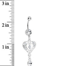 Load image into Gallery viewer, Crystalline Gem Drops of Love Heart Dangle Belly Ring
