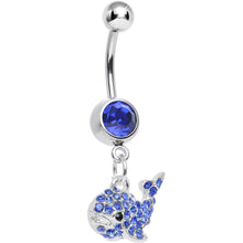 Load image into Gallery viewer, Blue Gem Tail of the Whale Dangle Belly Ring
