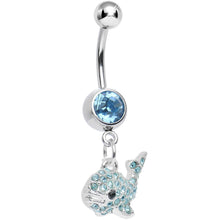 Load image into Gallery viewer, Aqua Gem Tail of the Whale Dangle Belly Ring
