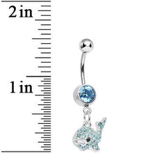 Load image into Gallery viewer, Aqua Gem Tail of the Whale Dangle Belly Ring
