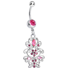 Load image into Gallery viewer, Pink Gem Day of the Daisy Flower Dangle Belly Ring
