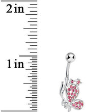Load image into Gallery viewer, Pink Gem Shy Butterfly Belly Ring
