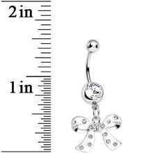 Load image into Gallery viewer, Crystalline Gem Polka Dotted Girly Bow Dangle Belly Ring
