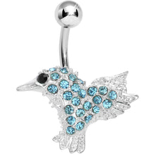 Load image into Gallery viewer, Aqua Gem As the Crow Flies Bird Belly Ring
