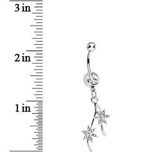 Load image into Gallery viewer, Crystalline Gem Pair of Pinwheel Posies Flower Dangle Belly Ring
