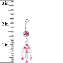 Load image into Gallery viewer, Pink Gem Chandelier Heart Dangle Belly Ring
