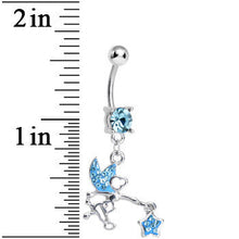 Load image into Gallery viewer, Aqua Gem Chasing a Star Fairy Dangle Belly Ring

