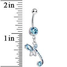 Load image into Gallery viewer, Aqua Gem Bud of the Tulip Flower Dangle Belly Ring
