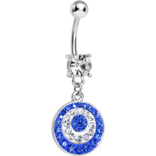 Load image into Gallery viewer, Crystalline Blue Gem Paved Glittering Circles Dangle Belly Ring
