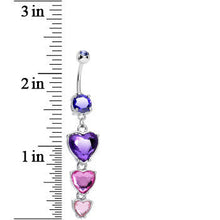 Load image into Gallery viewer, Purple Pink Gem Follow Your Heart Dangle Belly Ring
