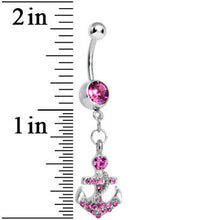 Load image into Gallery viewer, Pink Gem Glamorous Nautical Anchor Dangle Belly Ring
