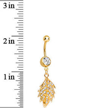 Load image into Gallery viewer, Crystalline Gem Gold Plated Delicate Drifting Leaf Dangle Belly Ring
