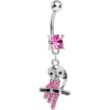 Load image into Gallery viewer, Pink Gem Oddly Adorable Owl Dangle Belly Ring
