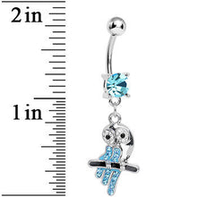 Load image into Gallery viewer, Aqua Gem Oddly Adorable Owl Dangle Belly Ring
