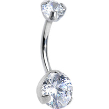 Load image into Gallery viewer, Double Clear CZ Prong Set Round Belly Ring
