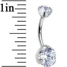 Load image into Gallery viewer, Double Clear CZ Prong Set Round Belly Ring
