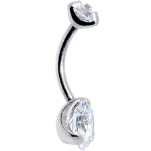 Load image into Gallery viewer, Double Clear CZ Prong Set Round Belly Ring
