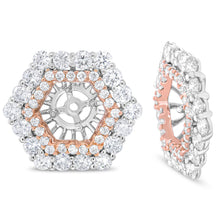Load image into Gallery viewer, 14K Rose and White Gold 1 7/8 Cttw Round Diamond Double Halo Earring Jacket for 6mm Round Studs (G-H Color, VS2-SI1 Clarity)

