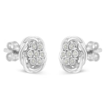 Load image into Gallery viewer, Sterling Silver Diamond Swirl Cluster Stud Earrings (1/6 cttw, I-J Color, I2-I3 Clarity)
